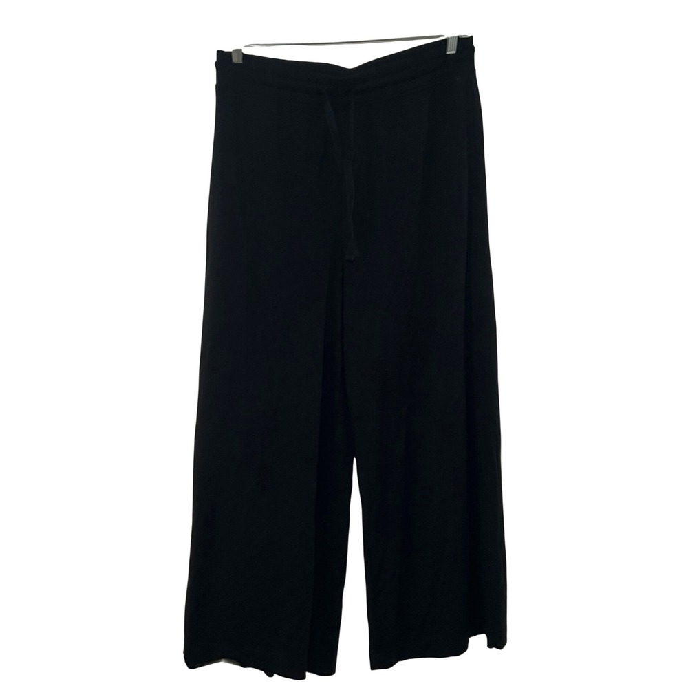 Lou & Grey Black Wide Leg Drawstring Lounge Pants XL comfy coz minimal